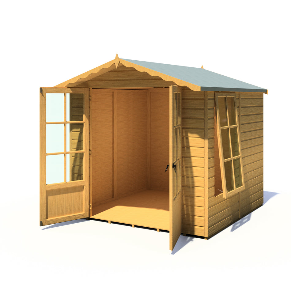 Shire 7x7 Buckingham Summerhouse with Double Doors & Long Windows