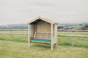 Cottage 3 Seater Fully Enclosed Chunky Wooden Garden Arbour - Churnet Valley