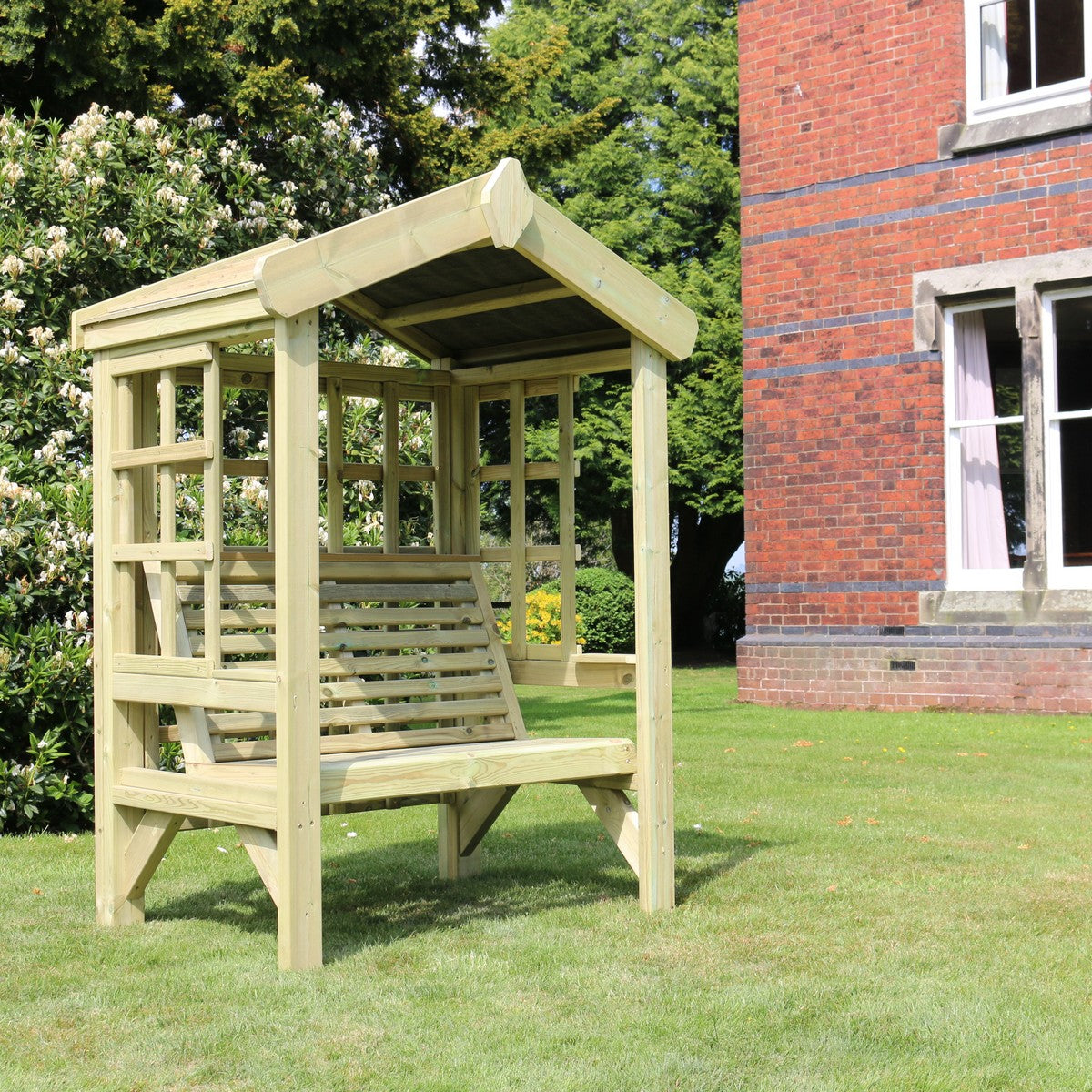 Cottage 2 Seater Trellis Chunky Wooden Garden Arbour - Churnet Valley