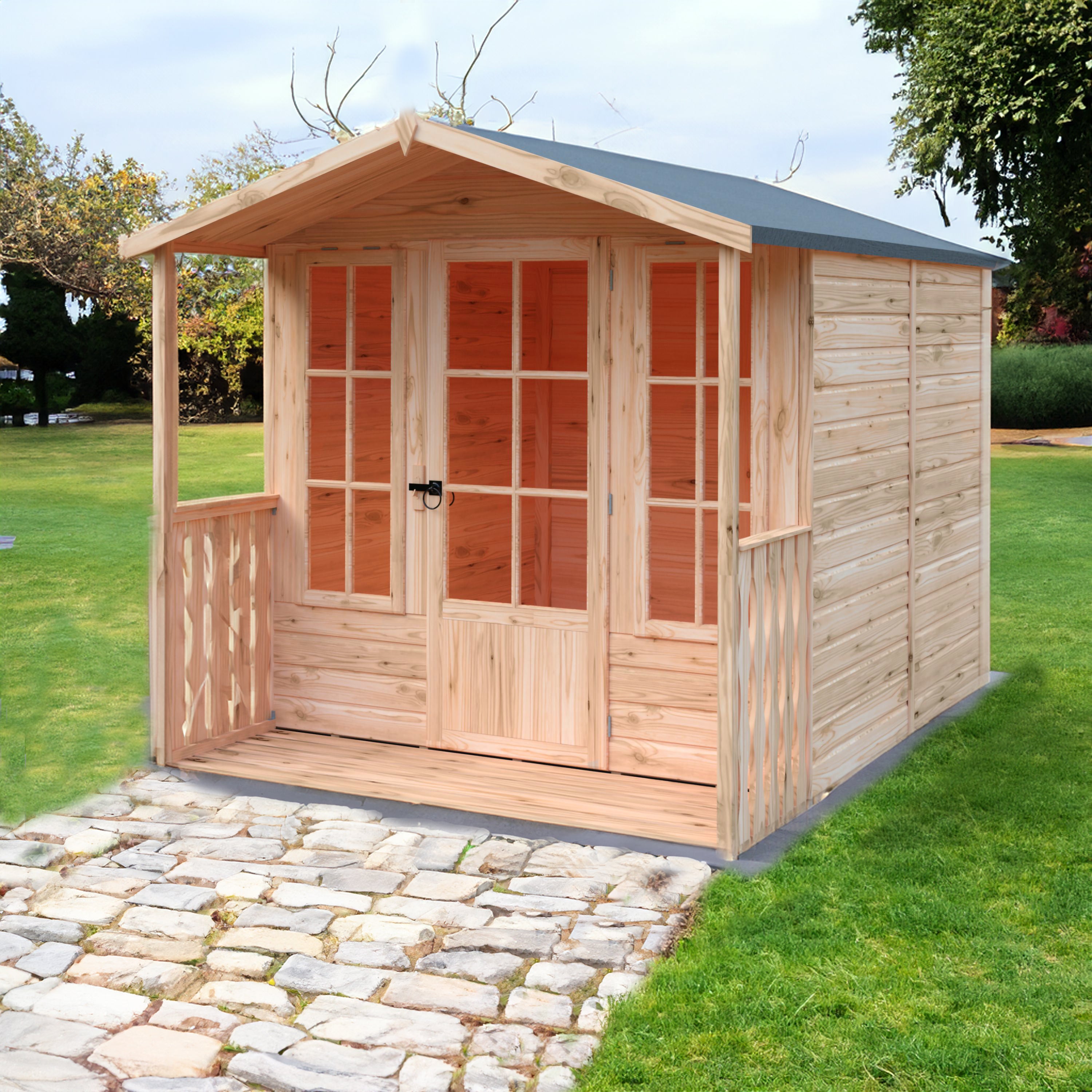 Shire 7x7 Chatsworth Summerhouse with Georgian Style Windows & Veranda