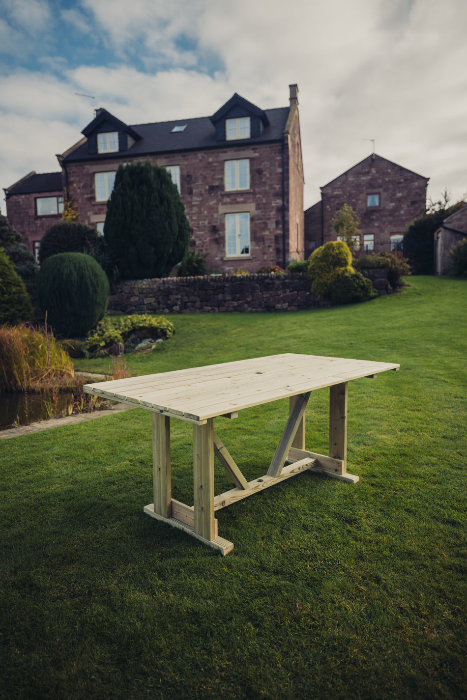 Clover Chunky Wooden Garden Dining Table - Churnet Valley