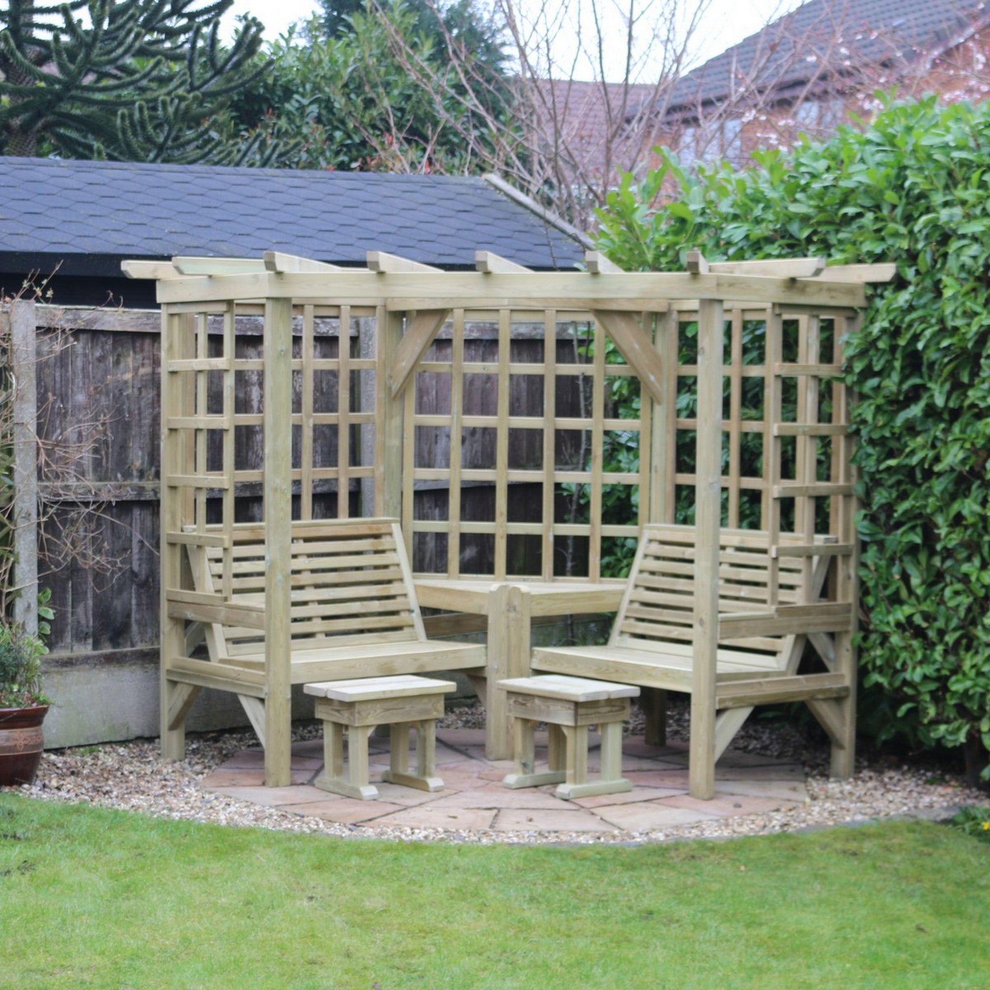 Clementine Chunky Wooden Corner Garden Arbour - Churnet Valley