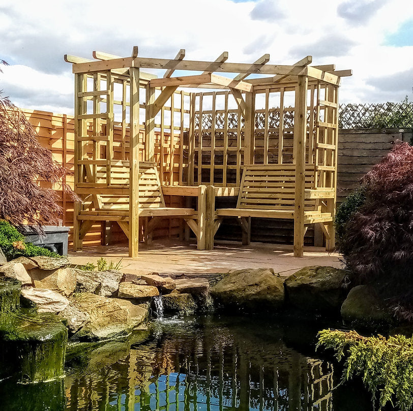 Clementine Chunky Wooden Corner Garden Arbour - Churnet Valley