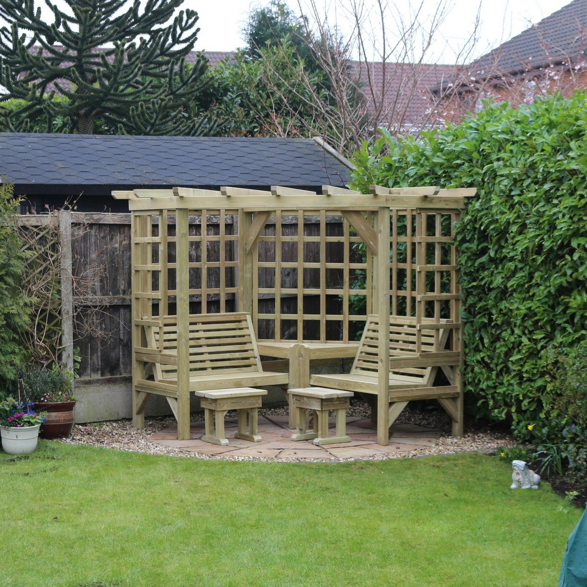 Clementine Chunky Wooden Corner Garden Arbour - Churnet Valley