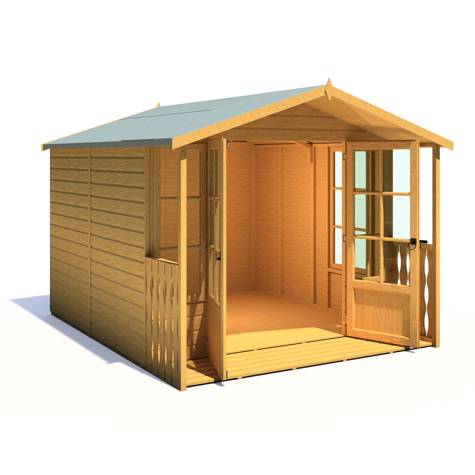 Shire 8x10 Delmora Summerhouse with Double Doors & Veranda