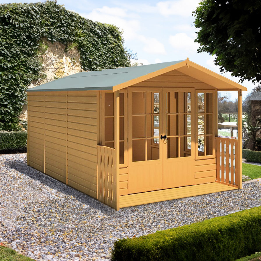 Shire 8x14 Delmora Summerhouse with Veranda and Double Doors