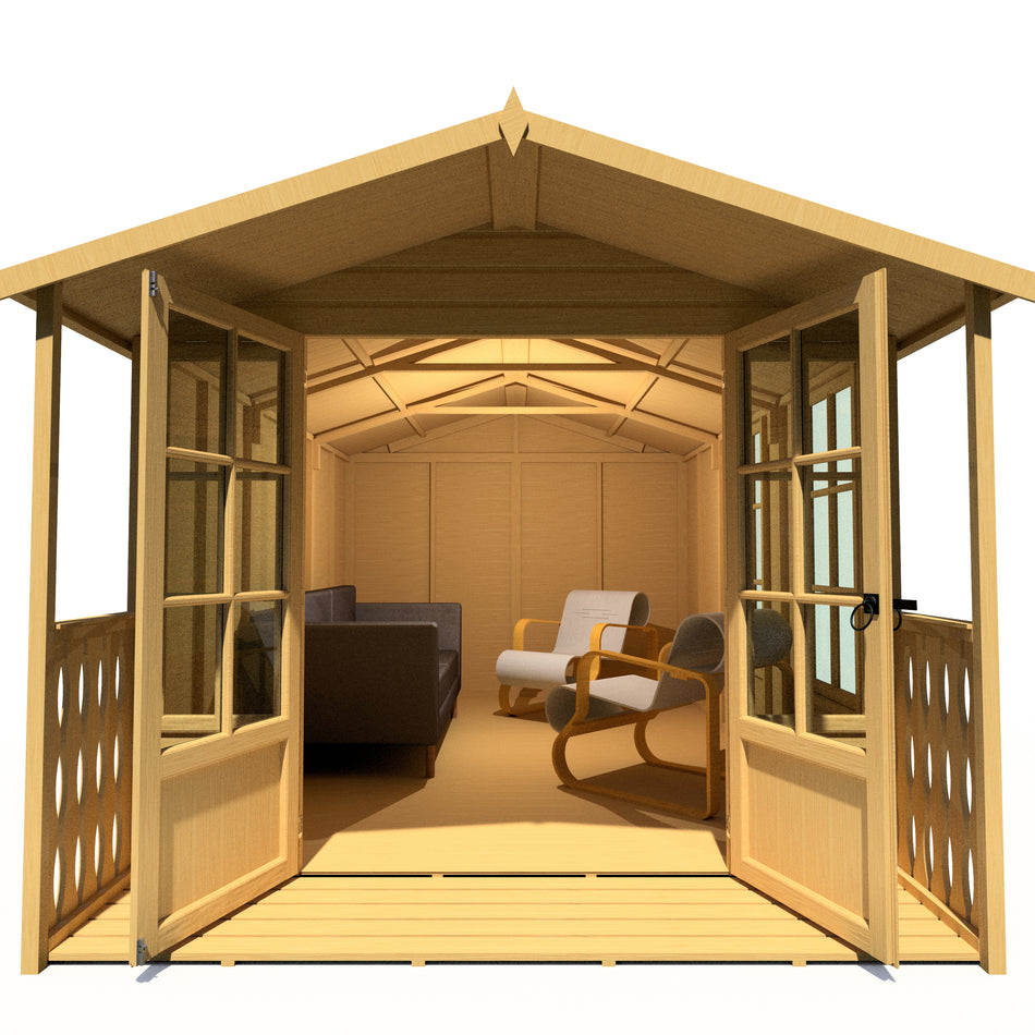 Shire 8x14 Delmora Summerhouse with Veranda and Double Doors
