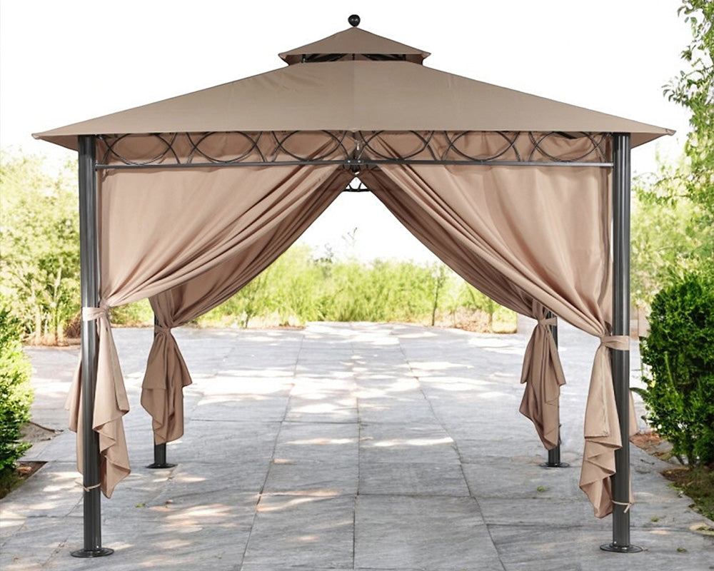 Dubai 3m x 3m Steel Framed Gazebo with Brown (Mocha) Roof & Sides