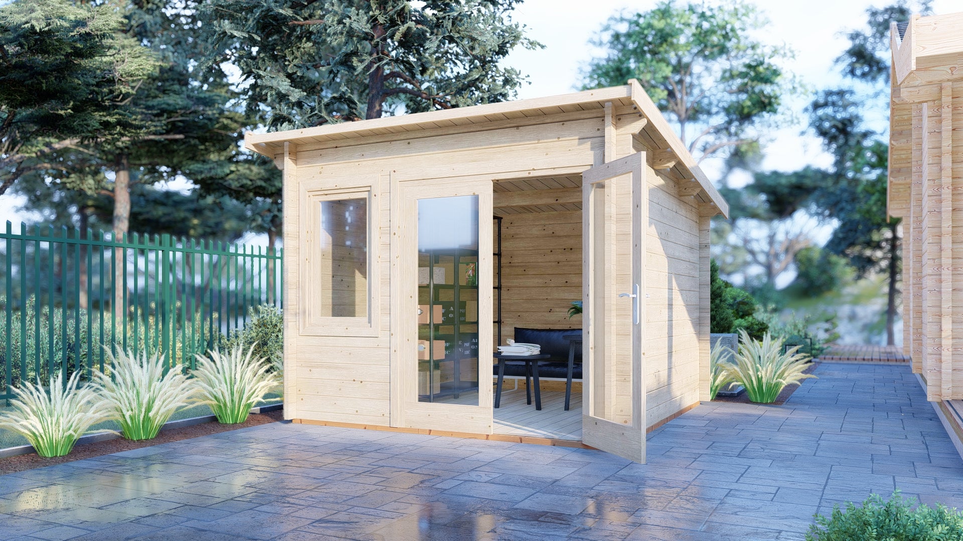 Shire Elm 10x10 44mm Log Cabin Style Garden Office