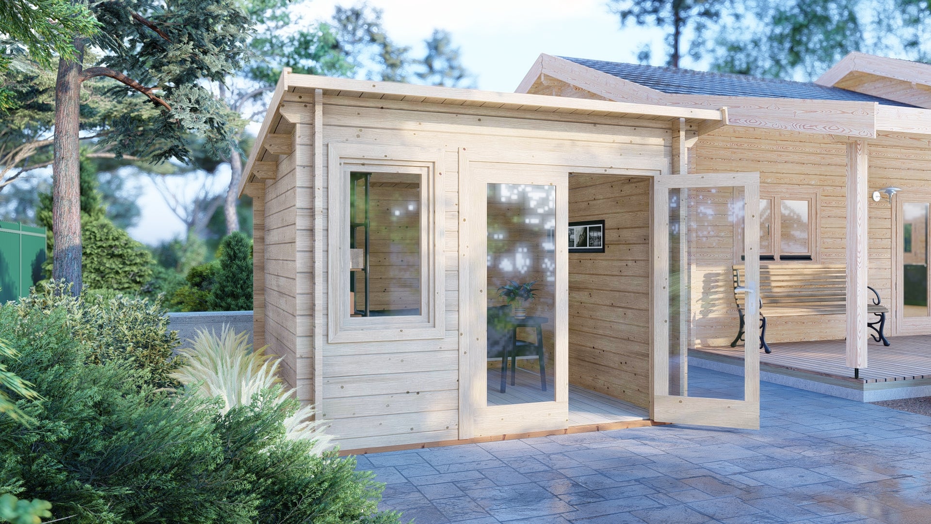 Shire Elm 10x10 44mm Log Cabin Style Garden Office