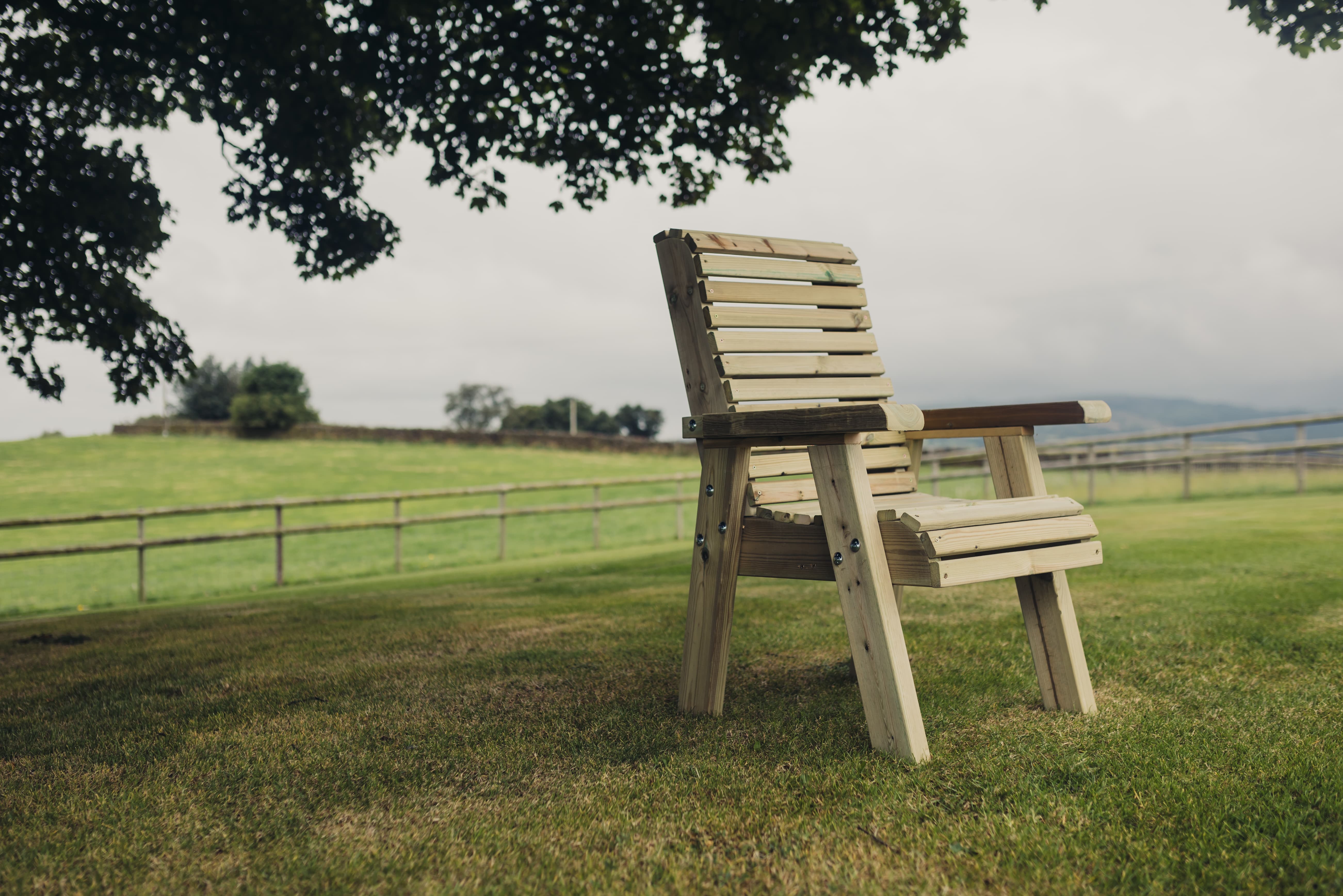 Ergo Chunky Wooden Single Garden Armchair - Churnet Valley