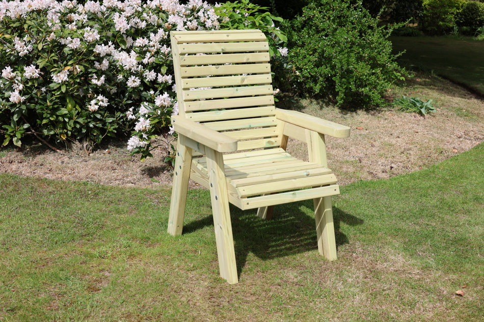 Ergo Chunky Wooden Single Garden Armchair - Churnet Valley