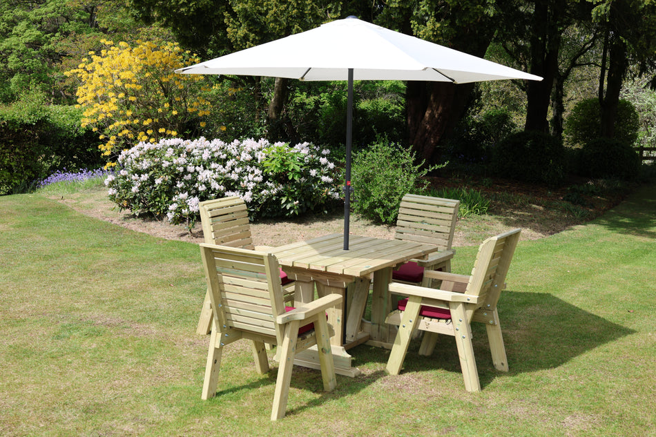 Ergo 4 Seat Chunky Wooden Dining Table & Chairs - Churnet Valley