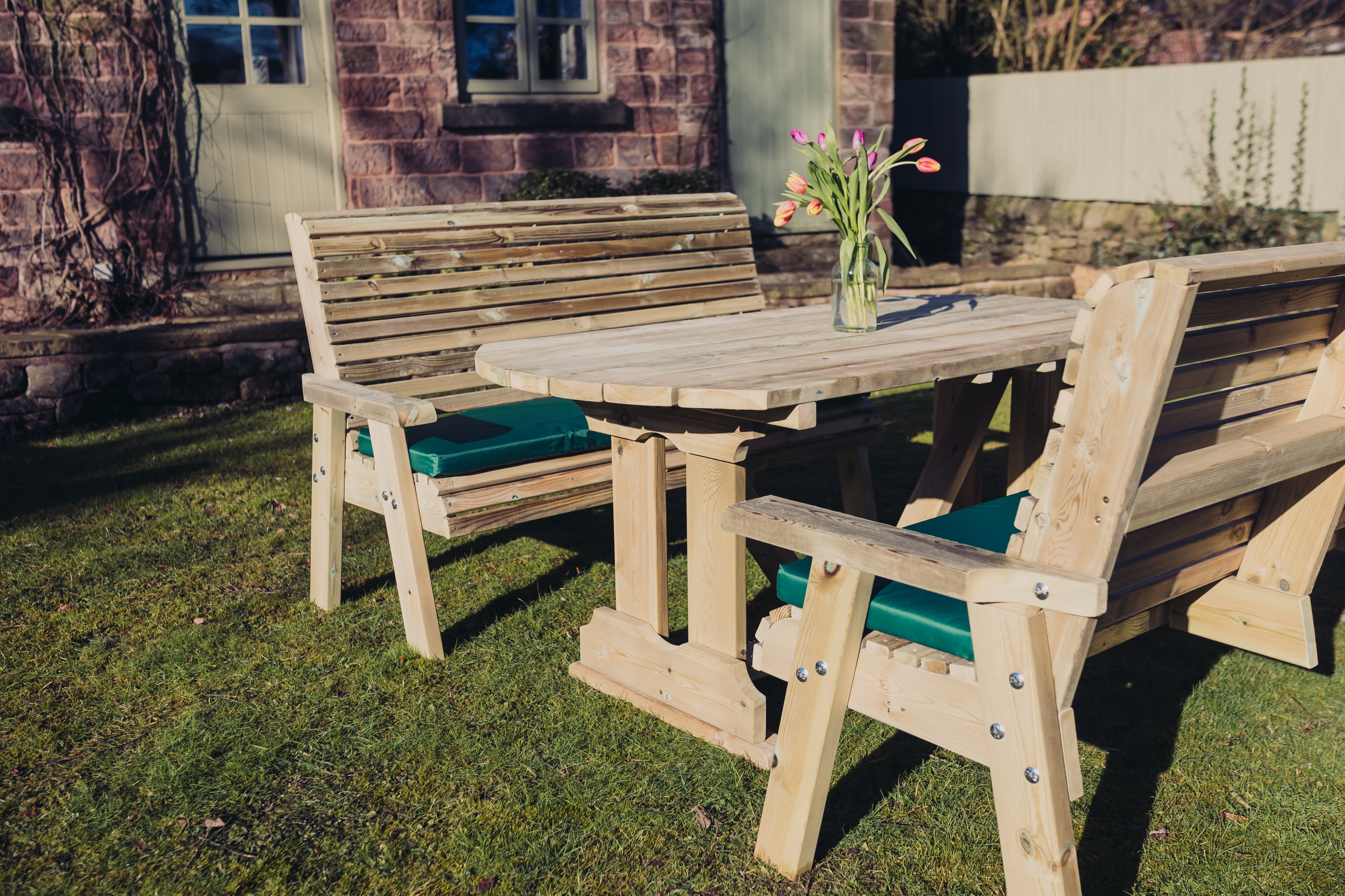 Ergo 6 Seat Chunky Wooden Garden Dining Table Set - Churnet Valley