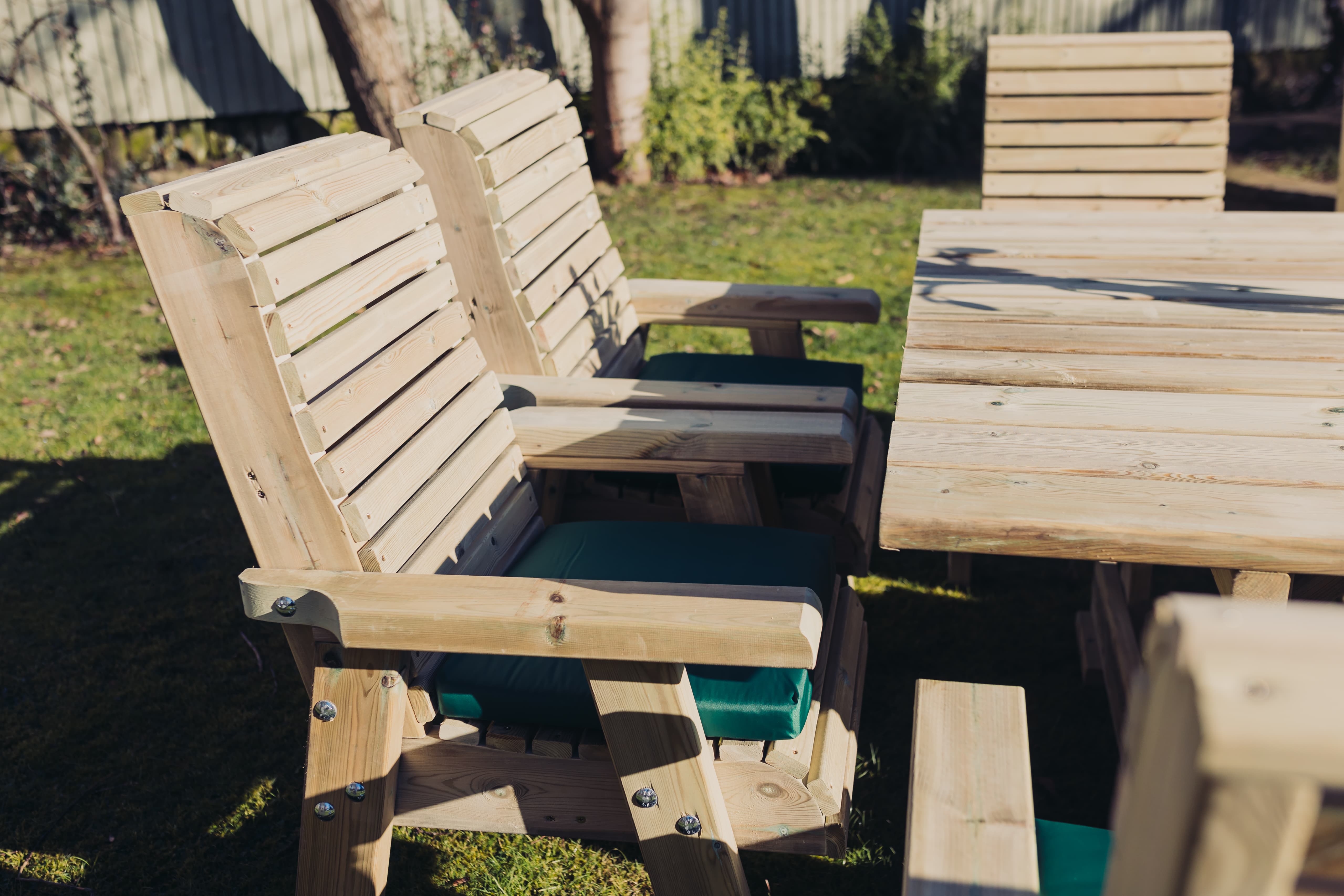 Ergo 8 Seater Chunky Wooden Garden Dining Square Table Set