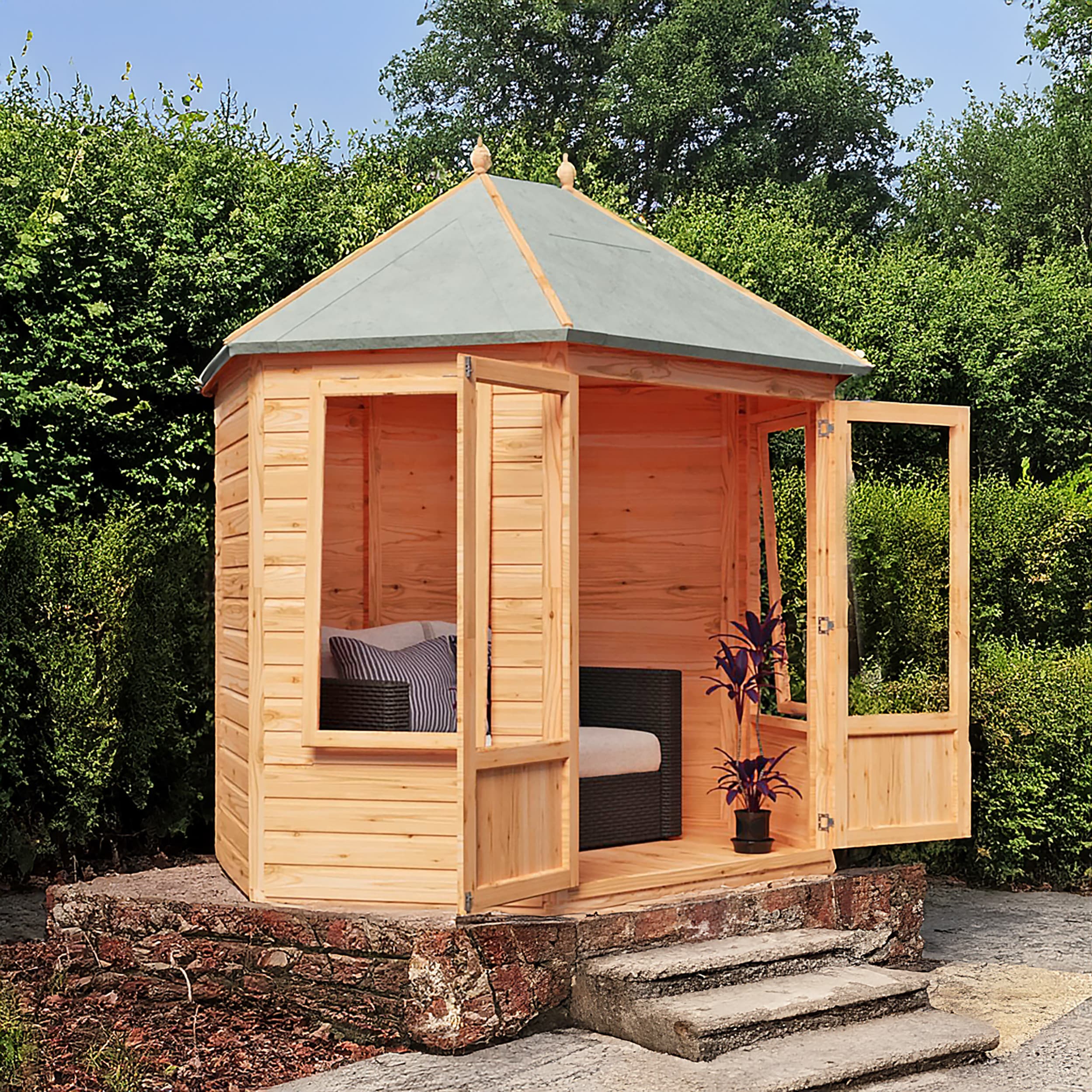 Fleswick Hexagonal 8x6 Wooden Garden Summerhouse