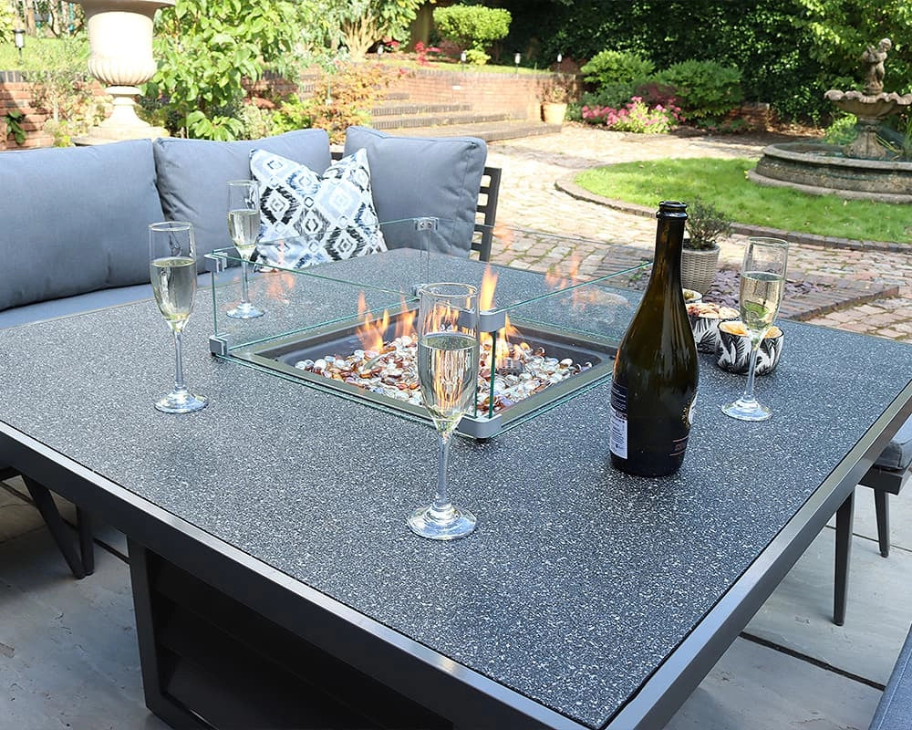 Mayfair 120x120cm Grey Outdoor Fire Pit Square Table (Table Only)