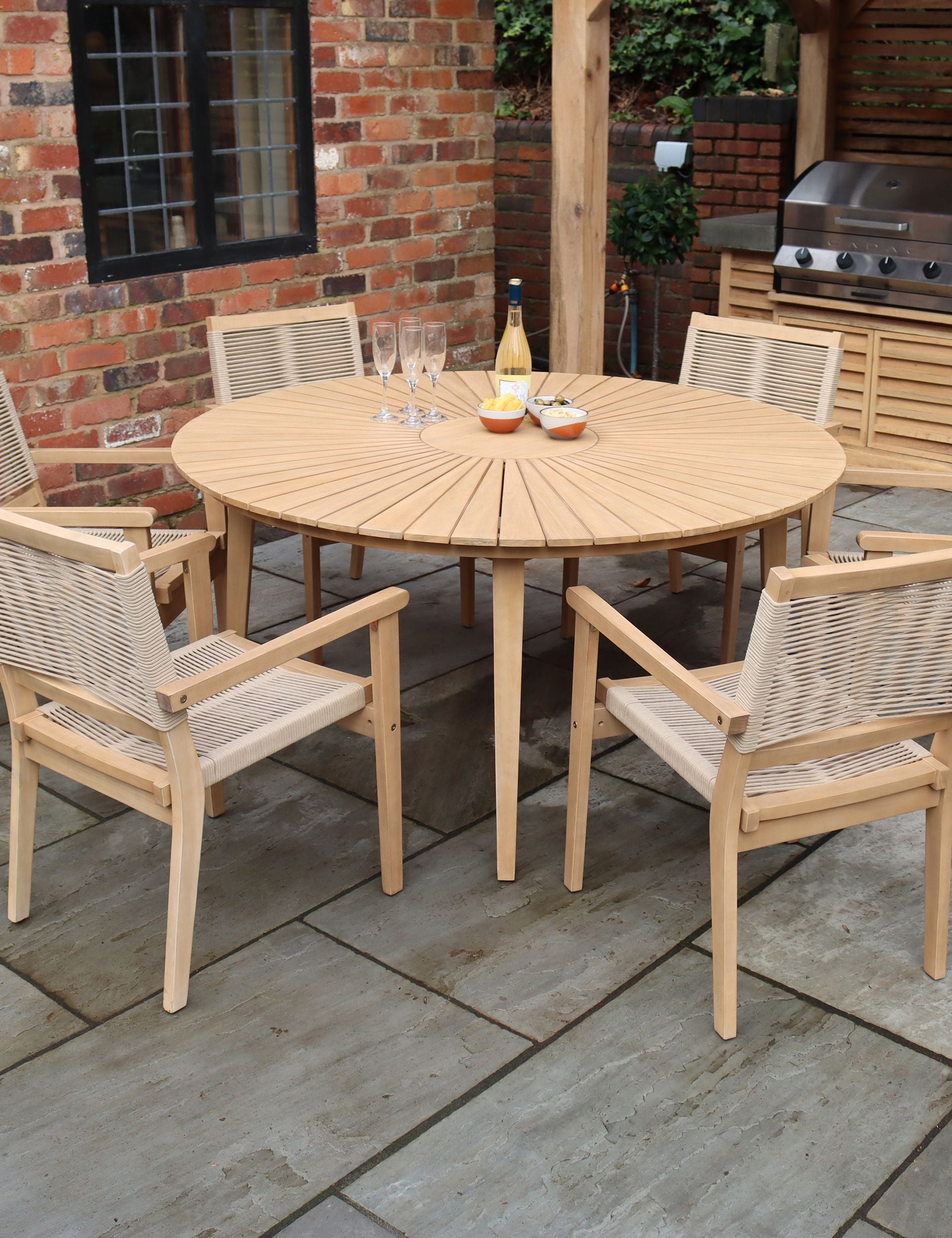 FSC Roma 150cm Table with 6 stacking rope chairs