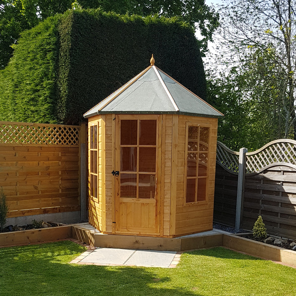 Shire 6x6 Gazebo Hexagonal Summerhouse with Georgian Windows & Single Door