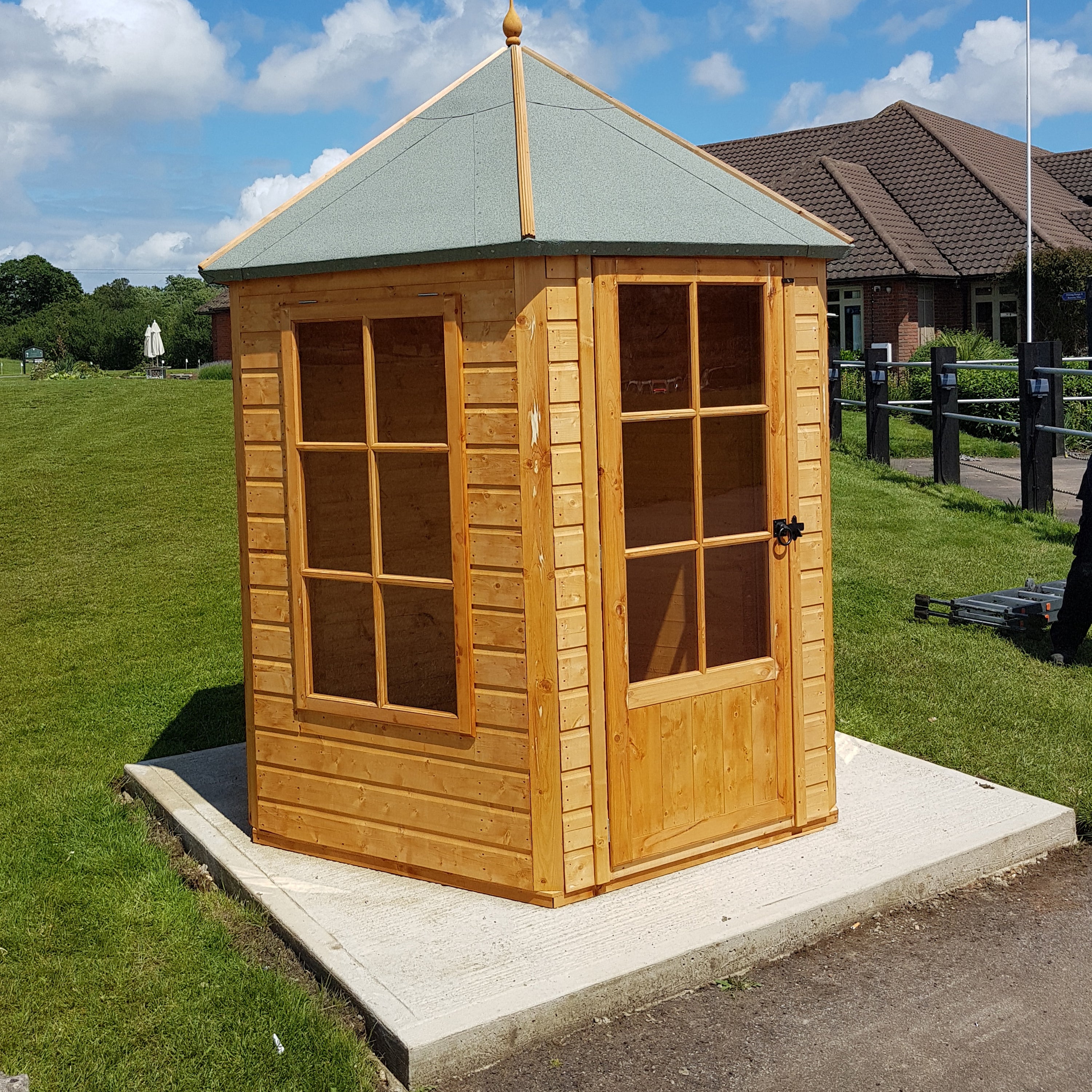 Shire 6x6 Gazebo Hexagonal Summerhouse with Georgian Windows & Single Door