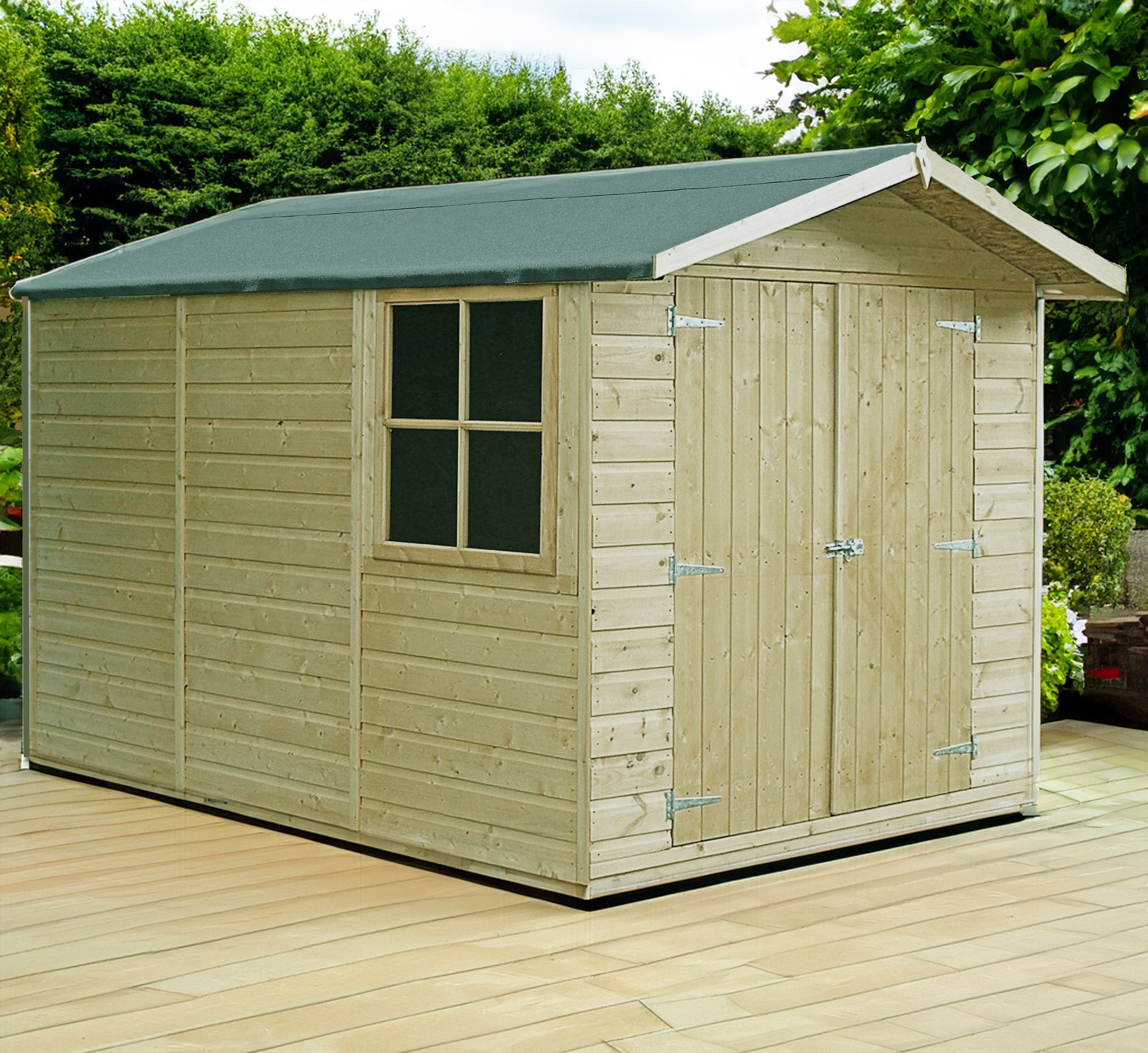 Shire 10x7 Guernsey Pressure Treated Shiplap Garden Shed with Double Doors