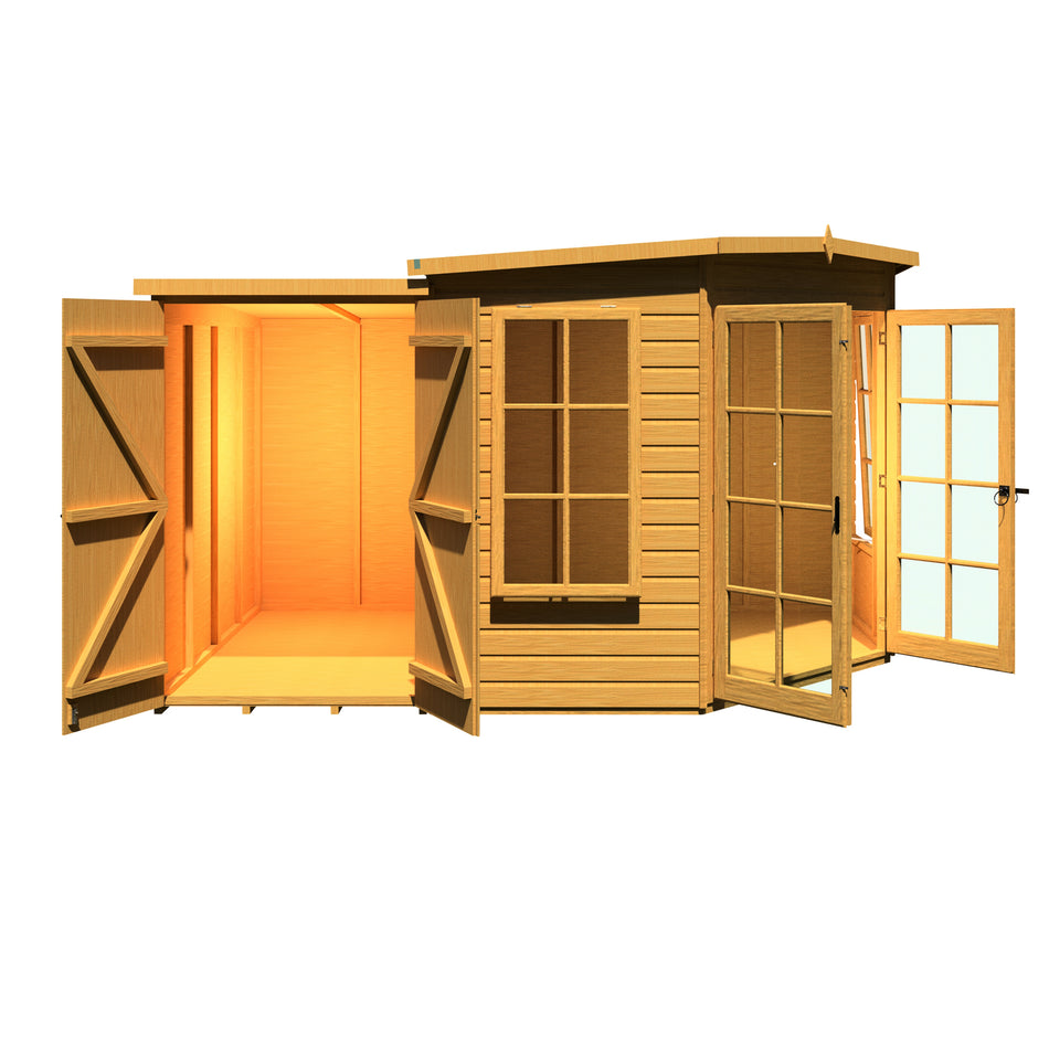 Shire 8x12 Hampton Corner Summerhouse with Side Shed