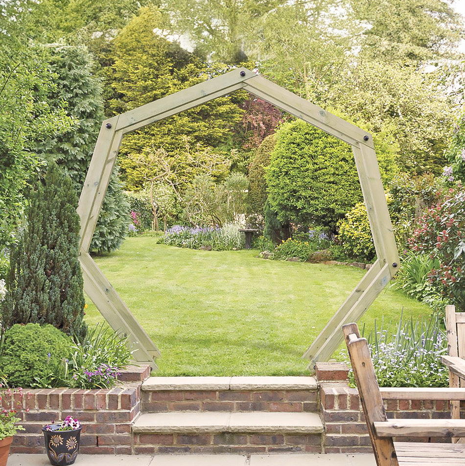 Shire Hexagon Moon Gate Pressure Treated Wooden Pergola