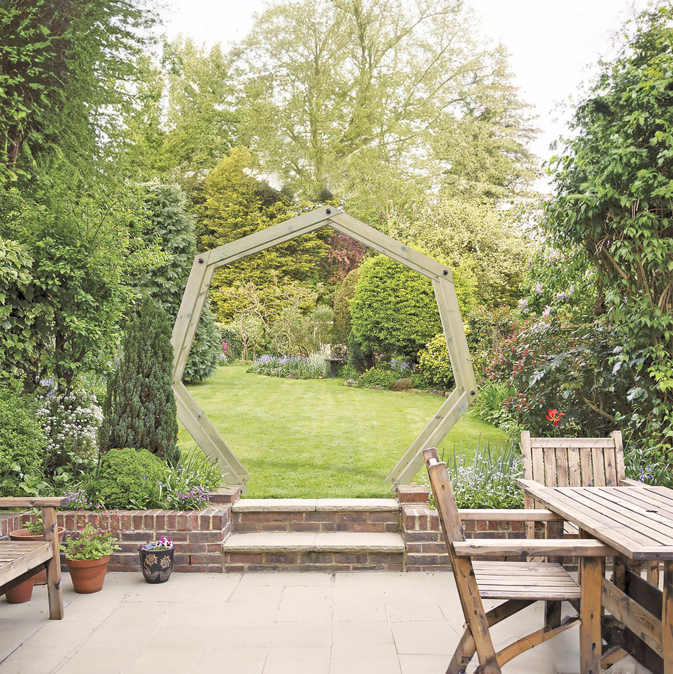 Shire Hexagon Moon Gate Pressure Treated Wooden Pergola