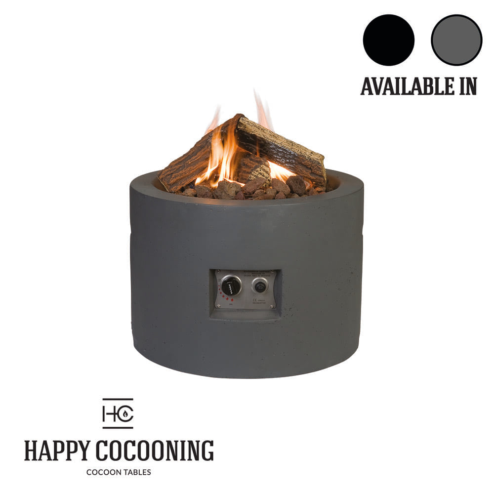 Happy Cocooning Round Black Cocoon Style Gas Fire Bowl