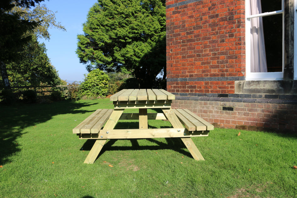 Deluxe Large Chunky Wooden Picnic Table 180cm Length - Churnet Valley