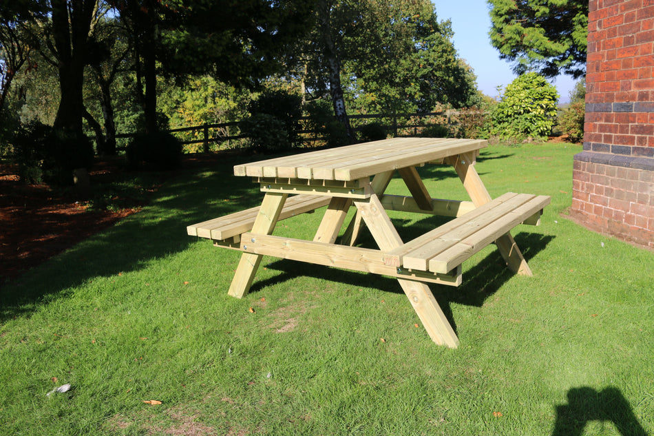 Deluxe Chunky Wooden Picnic Table 150cm Length - Churnet Valley