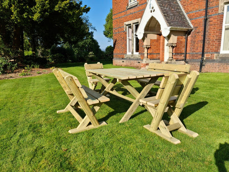 Ashcombe Chunky Wooden 6 Seater Garden Dining Set with Table