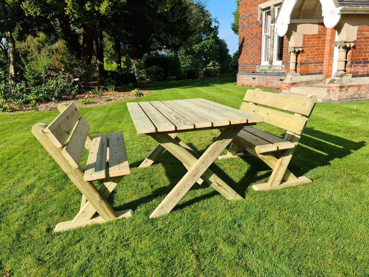 Ashcombe Chunky Wooden 4 Seater Garden Dining Set with Table