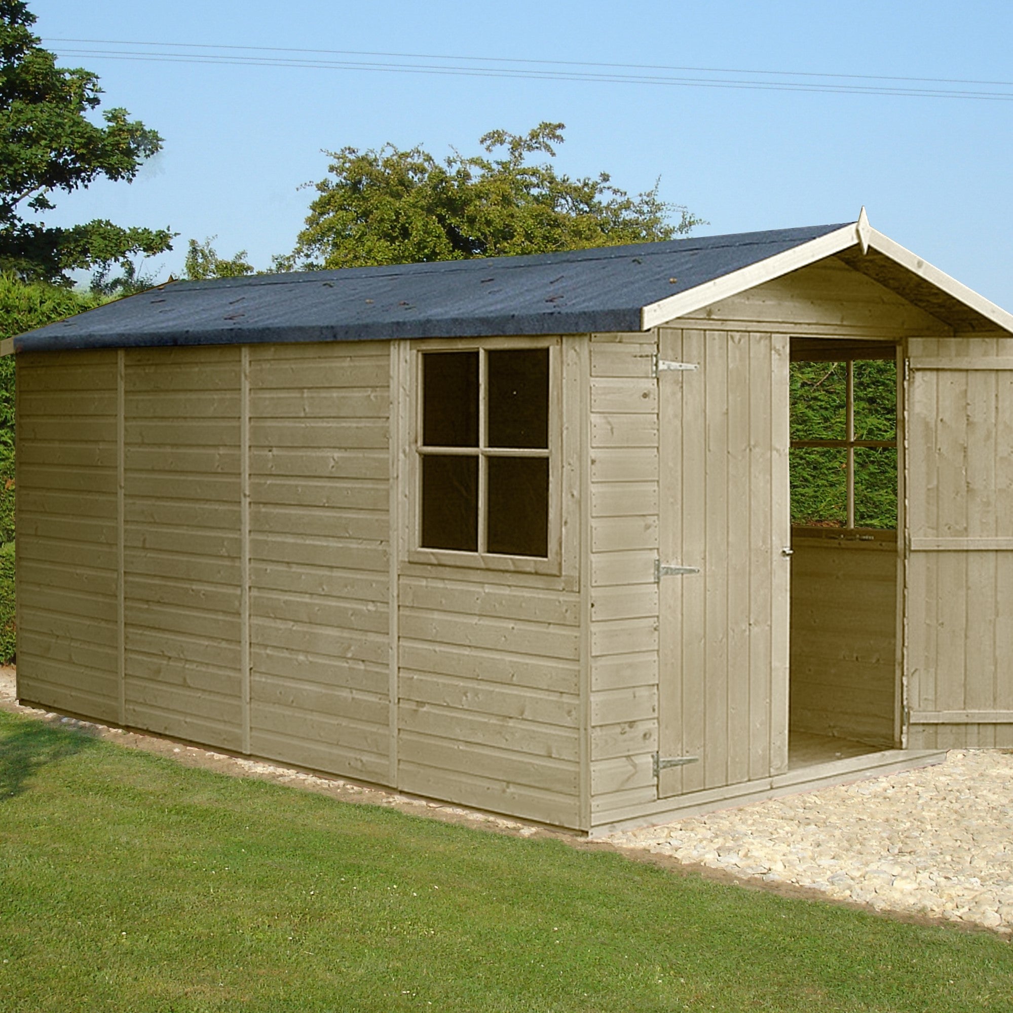 Shire 13x7 Jersey Pressure Treated Shiplap Garden Shed with Double Doors