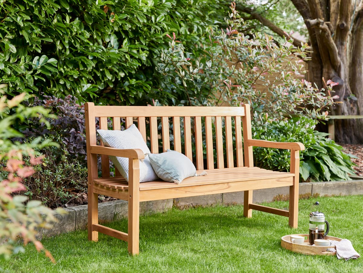 Kingston 120cm Wooden Garden Bench with Mahogany Wood