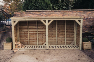 Large 6ft x 12ft Wooden Garden Log Store - Churnet Valley