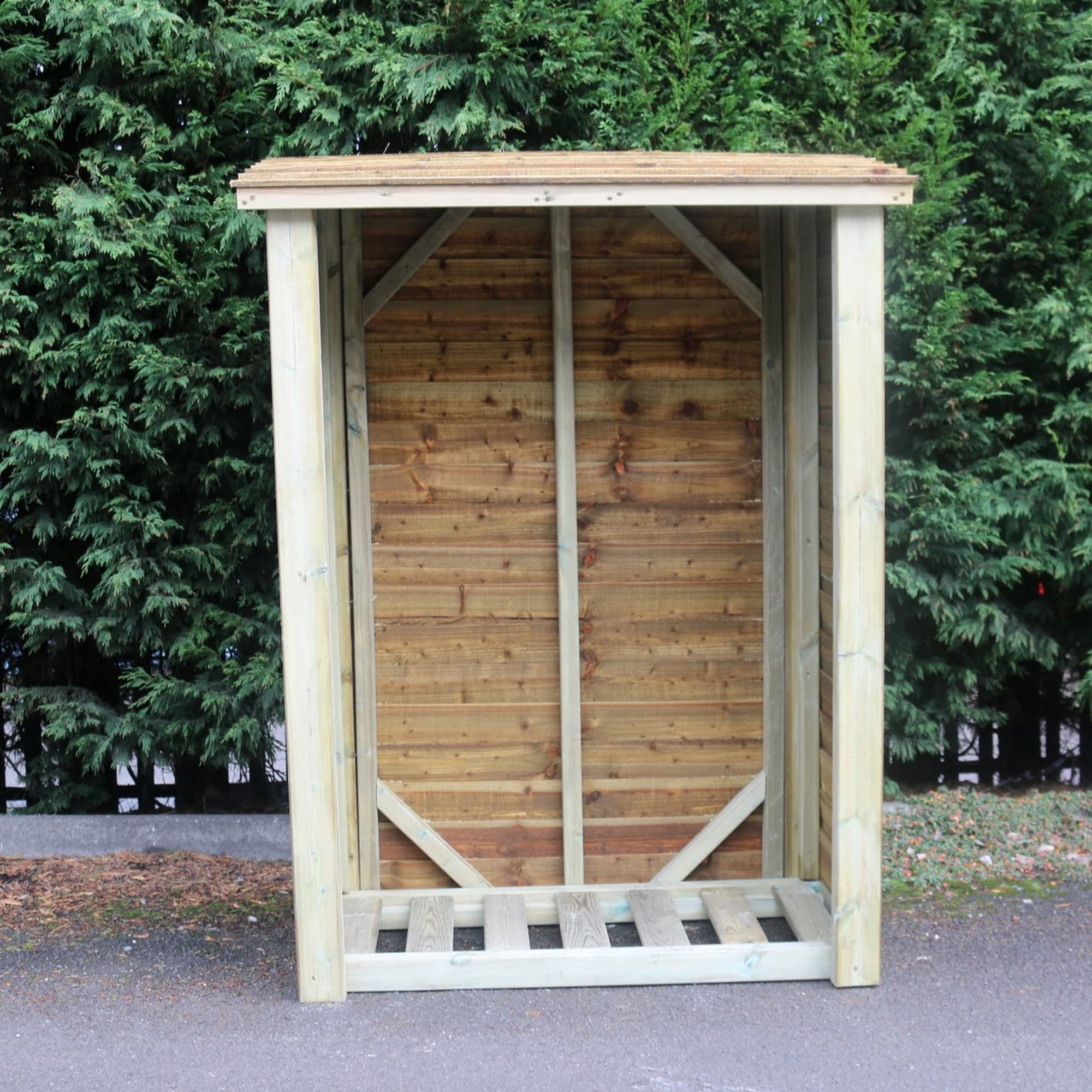 Heavy Duty 6ft x 4ft Slatted Garden Log Store - Churnet Valley