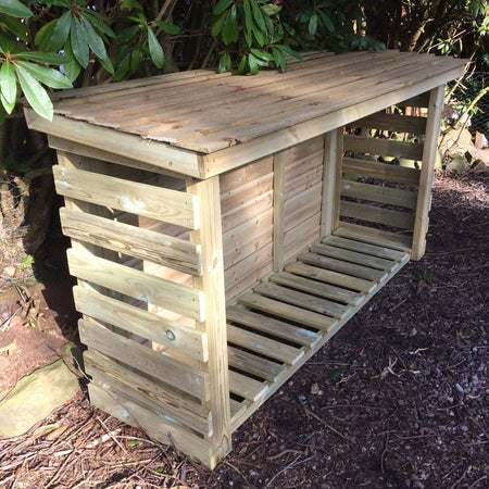 Heavy Duty 4ft x 6ft Slatted Garden Log Store - Churnet Valley