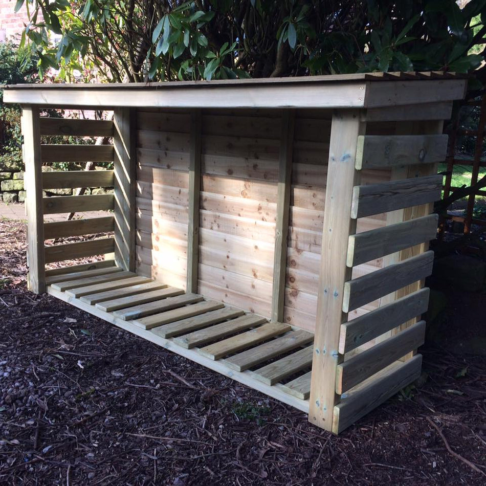 Heavy Duty 4ft x 6ft Slatted Garden Log Store - Churnet Valley