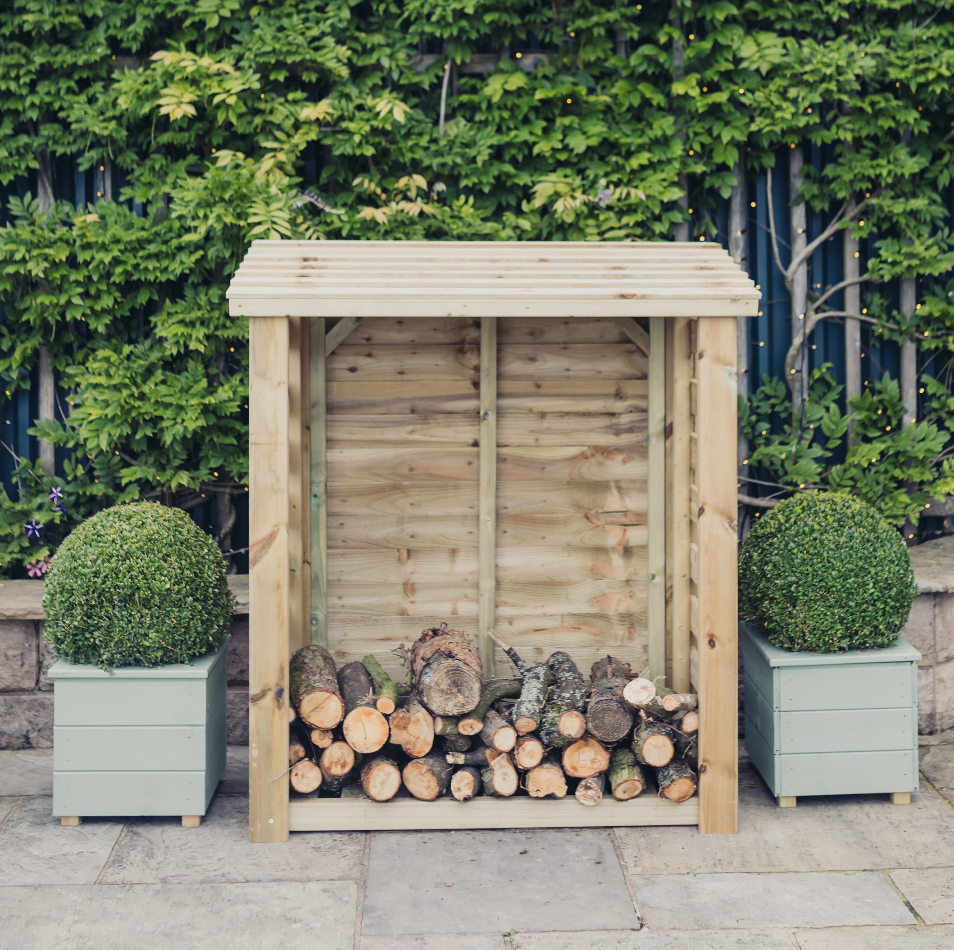 Heavy Duty 4ft x 5ft Slatted Garden Log Store - Churnet Valley