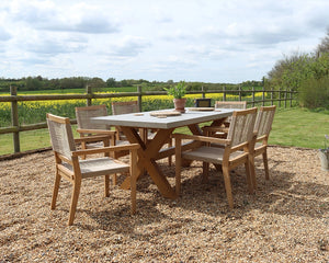 Luna 6 Seater Wooden Garden Dining Set with 180x90cm Concrete Table