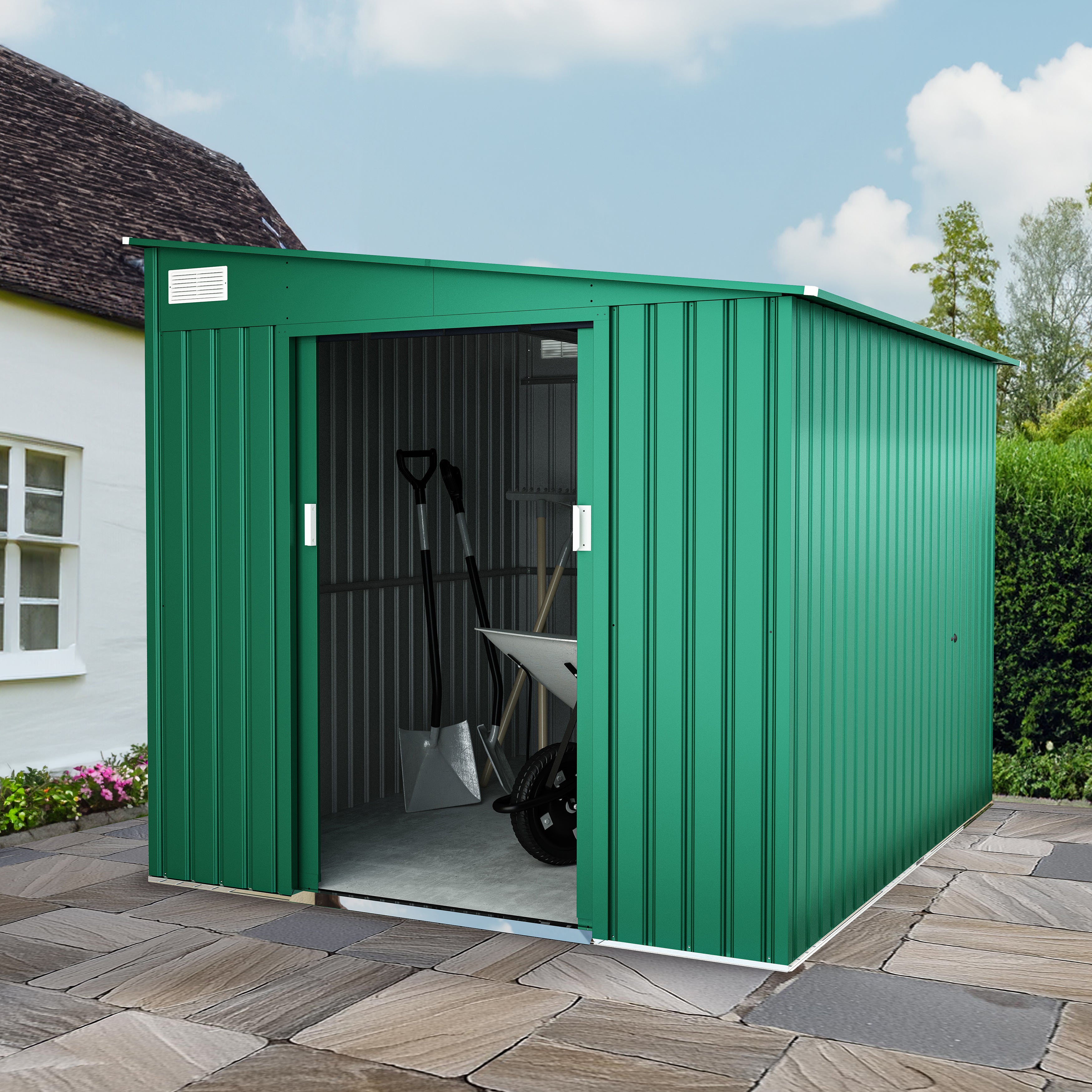 Storemore Lotus 7x9 Arley Pent Metal Garden Shed