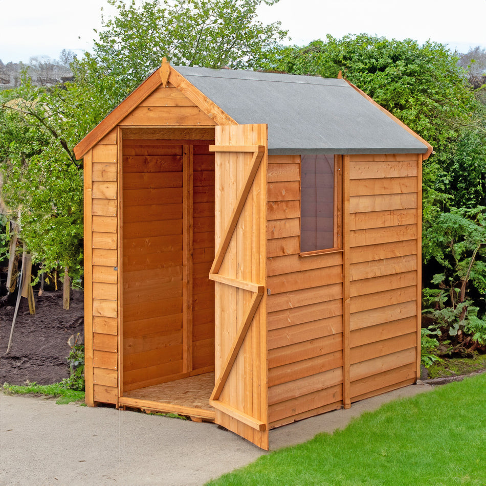Shire 6x4 Overlap Single Door Value Garden Shed with Side Window