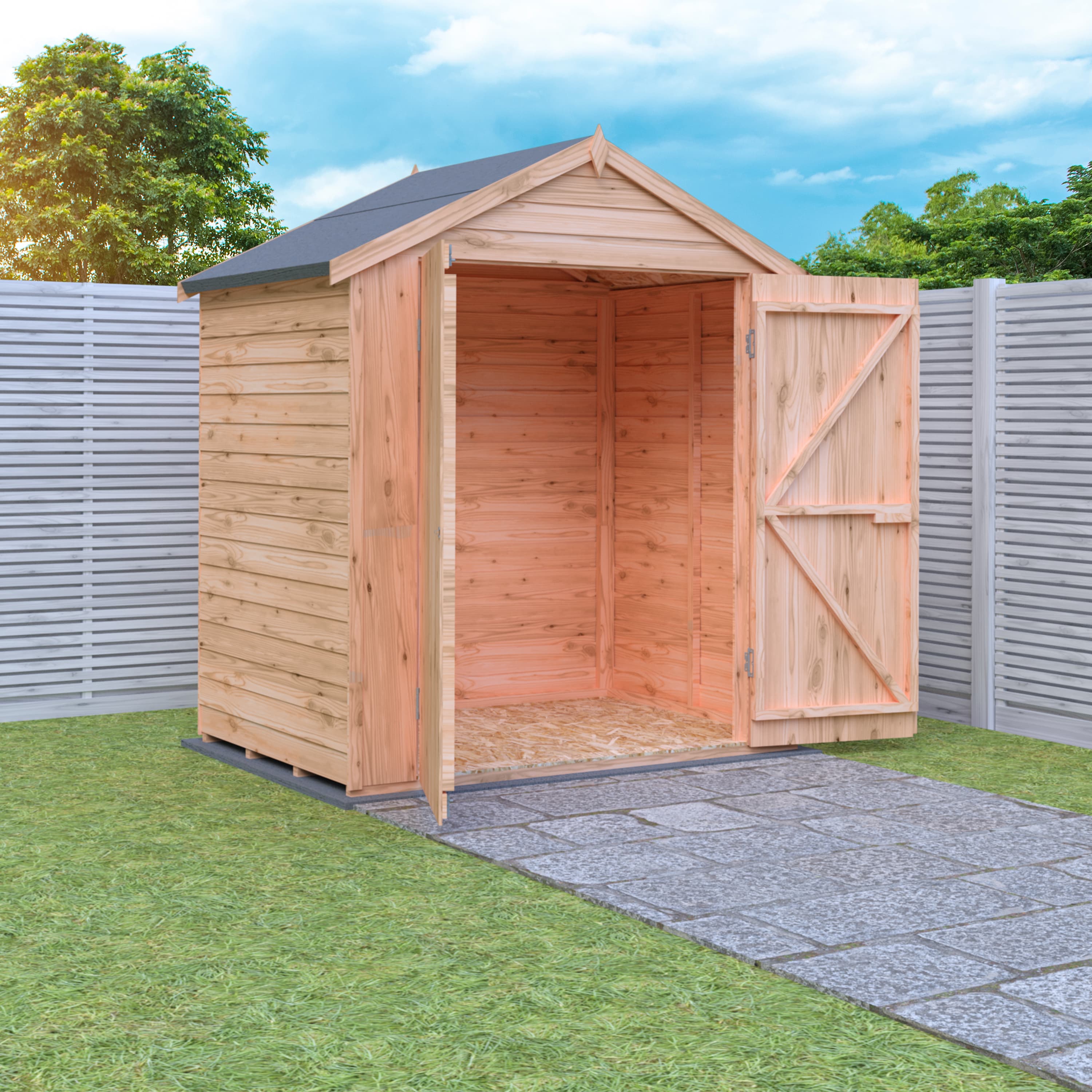 Shire 4x6 Pressure Treated Overlap Apex Garden Shed with Double Doors