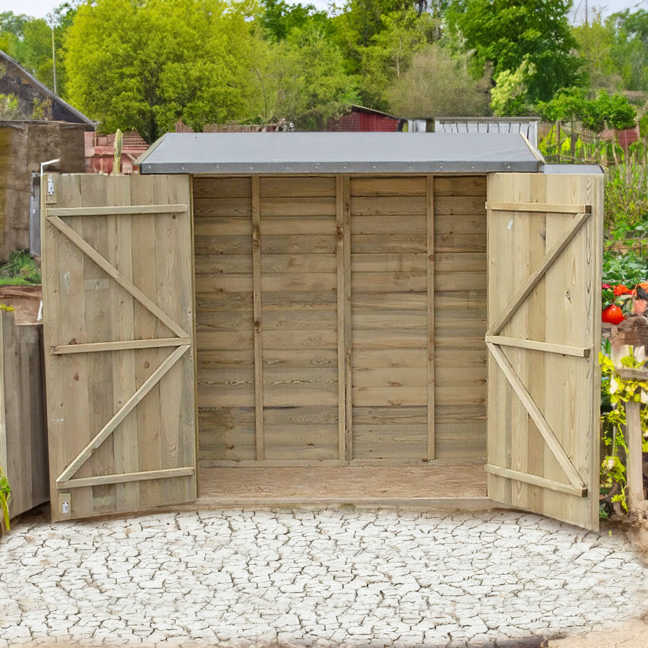 Shire 6x3 Pressure Treated Overlap Pent Garden Shed with Double Doors