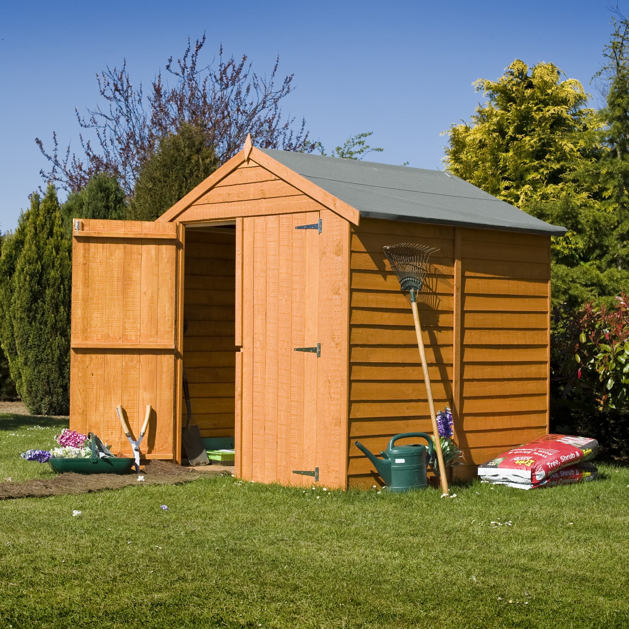 Shire 6x6 Pressure Treated Overlap Apex Garden Shed with Double Doors