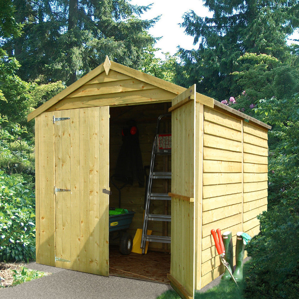 Shire 8x6 Pressure Treated Overlap Garden Shed with Double Doors (No Windows)