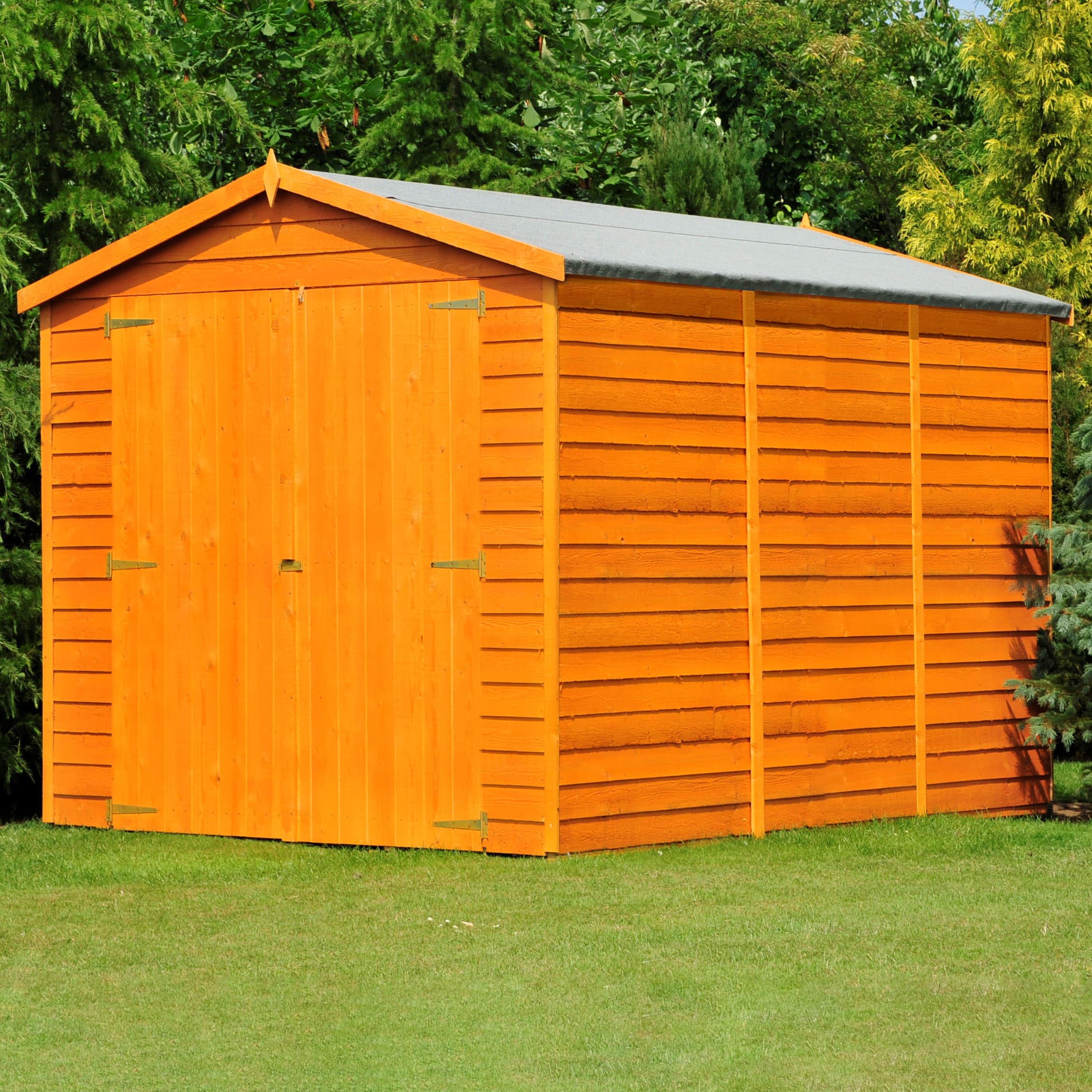 Shire 12x6 Pressure Treated Overlap Apex Garden Shed with Double Doors (Windowless)