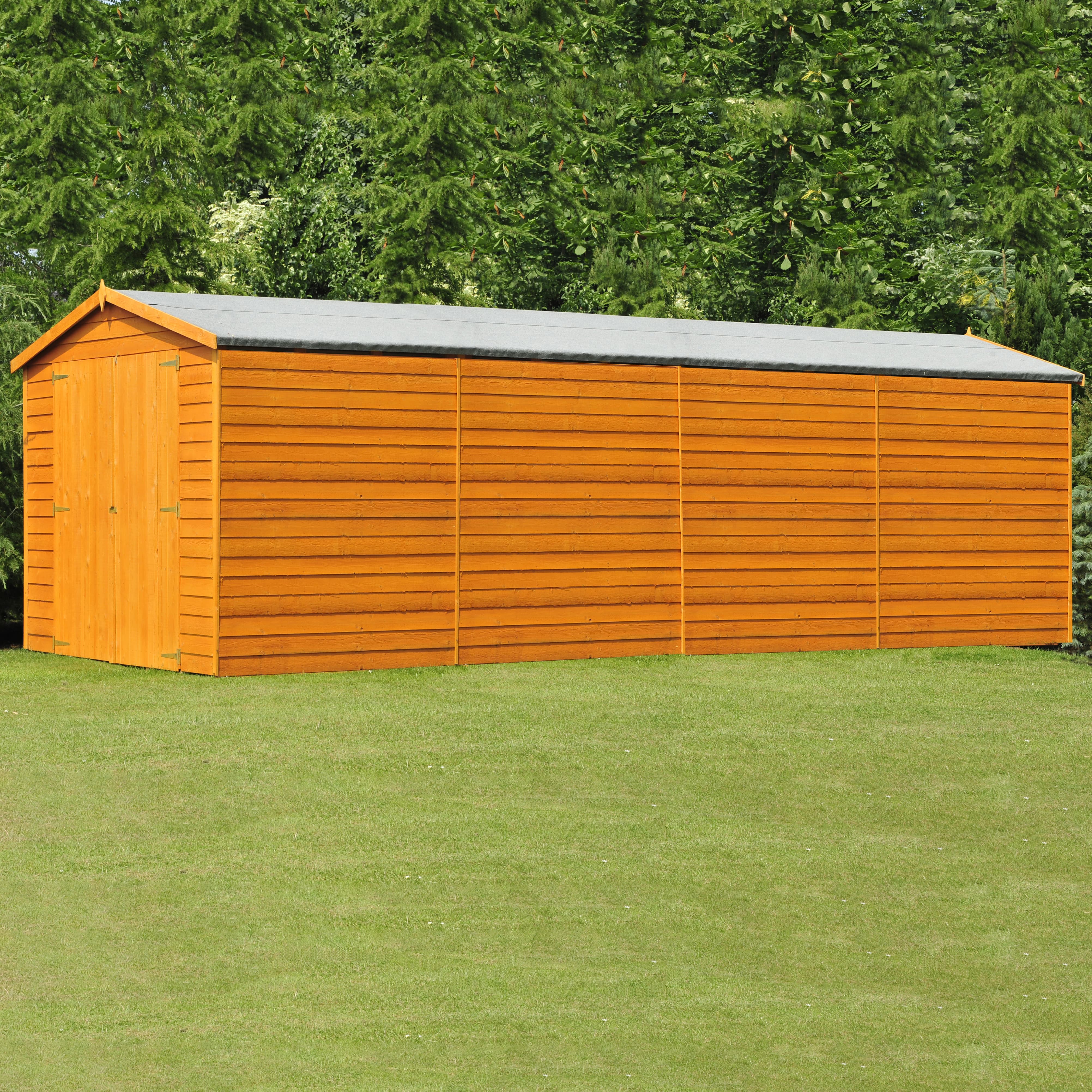 Shire 10x20 Pressure Treated Overlap Apex Garden Shed with Double Doors (Windowless)