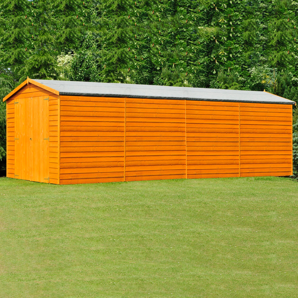 Shire 10x20 Pressure Treated Overlap Apex Garden Shed with Double Doors (Windowless)